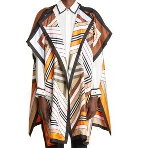 🖤 Burberry Montage Print Silk Twill Cape — Multicolour